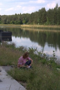 Marion sketches the canal