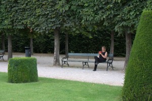 Marion sketches the garden