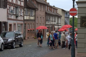 The tour group descends upon Miltenberg