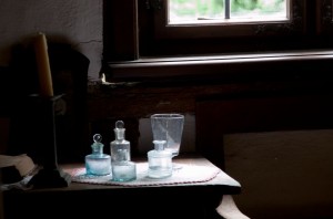 Glass bottles in the window