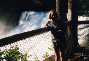 Stephanie at the waterfall