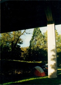 Camping under the bridge in Roseburg