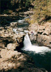 Les checks out the waterfall