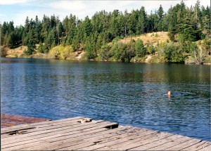 Les takes a swim