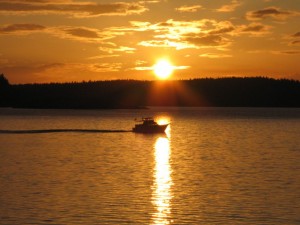 Boat at sunset