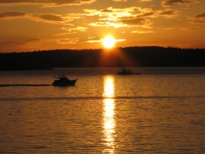 Boats at sunset