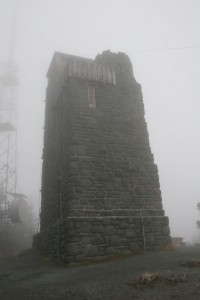 Mt. Constitution watch tower in the fog