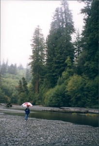 Bart walks along the river