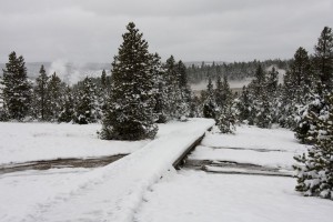 Snowy boardwalk