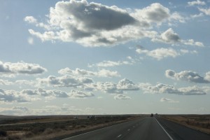 Nothing but blue skies and puffy clouds