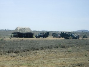 The reception committee at Lewa Downs airport