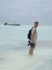 Bart gets his feet wet, Ras Nangwi, Zanzibar