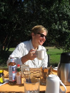 Marion enjoys breakfast, Elephant Pepper