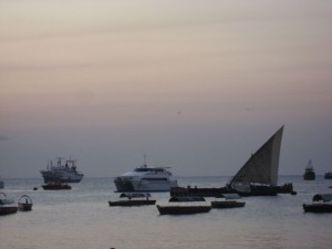 Harbor at sunset