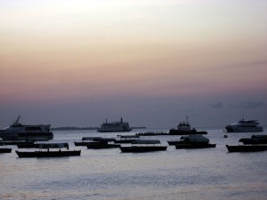 Harbor at sunset