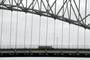 Bus on the bridge