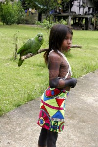 Girl and her parrot