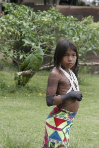 Girl and her parrot