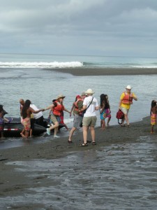 Hugh and Audrey come ashore (MAK)