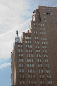 William Penn climbing the stairs