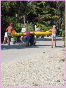 Family returns from the beach