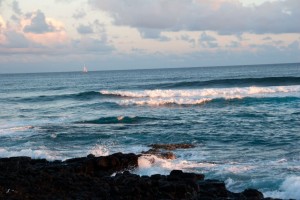 Sailboard at sunset