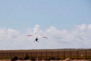 An ultra light takes off from Port Allen airport