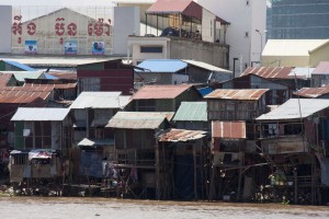 Buildings along the river