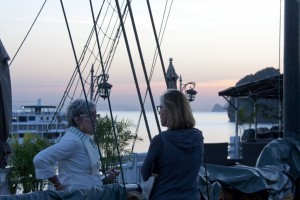 Marion and Nancy watch the sunrise