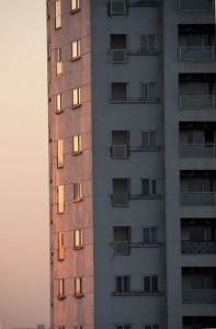 Building at sunset