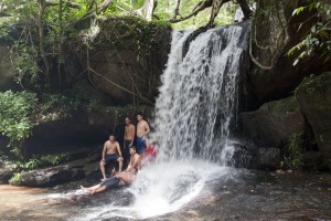 Fun in the waterfall