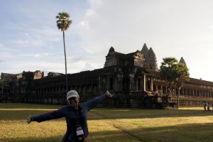 Marion shows off the temple