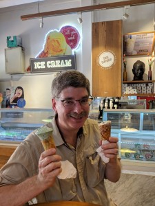 Two-fisted ice cream eating