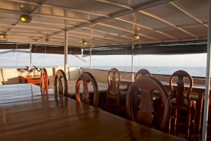 The dining room on the boat