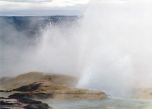 Erupting geyser