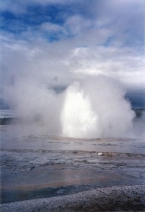 Erupting geyser