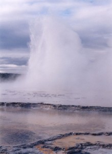 Erupting geyser