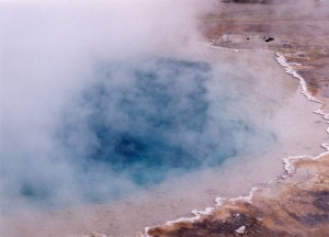 Steaming blue pool