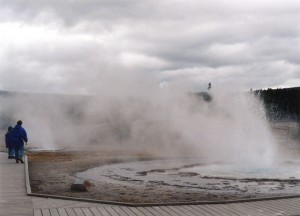 Erupting geyser