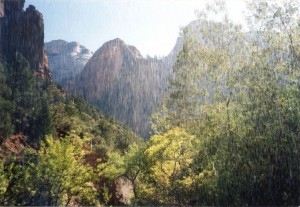 Behind the waterfall