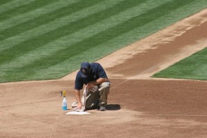 Cleaning home plate