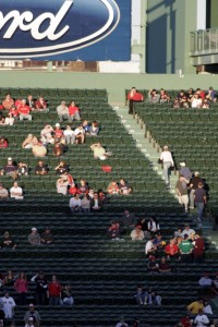 Red chair showing Ted Williams' longest home run