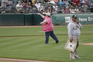 Throwing out the first pitch (and stealing first base)