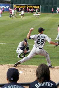 Luke French warms up