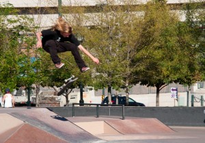 Skateboard park (he landed this)