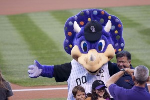 The Rockies mascot, Dinger (aka Baby Bop's brother)