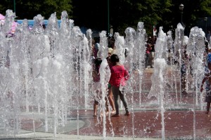 Olympic Ring Fountain (Dad, you're on old guy taking pictures of children...)