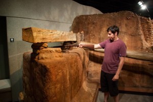 Daniel tries out a Civil War rifle