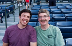 The unofficial father/son baseball trip photo (taken by a nice lady who saw us struggling with our self photo)