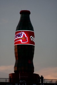 It's Atlanta, so there is a giant Coke bottle (with screen) in left field